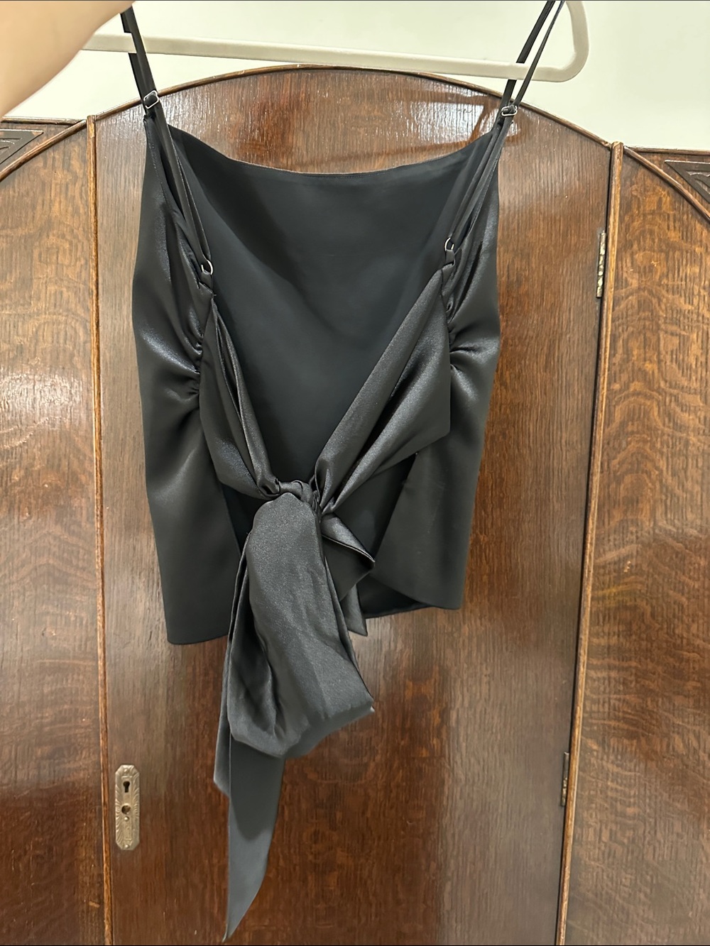 Zara Black Satin-Accent Camisole with Back Tie